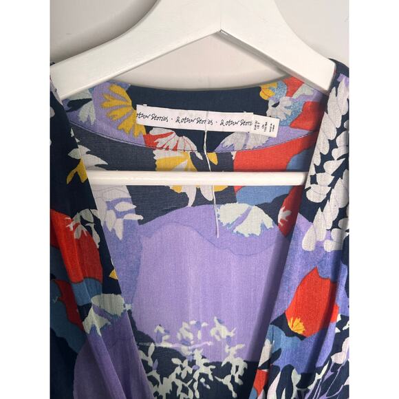& Other Stories Printed Tie Waisted Plunging Neck Maxi Dress Purple Women's US 2 - Picture 6 of 12